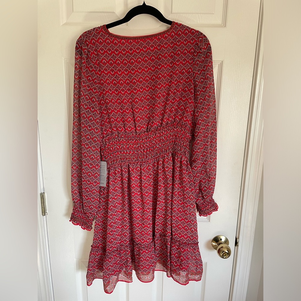 NWT Max Studio geometric floral red print dress - Picture 3 of 4